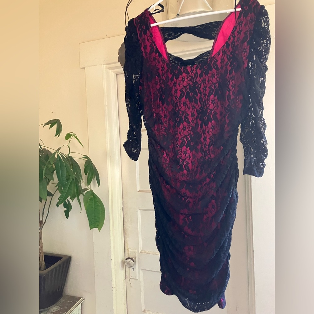 Pink and black lace torrid dress